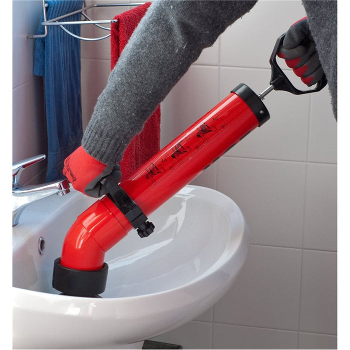 Drain cleaning pump, push-pull system, PUSH-UP