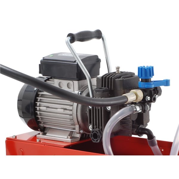 Electric pressure testing pump, self-priming