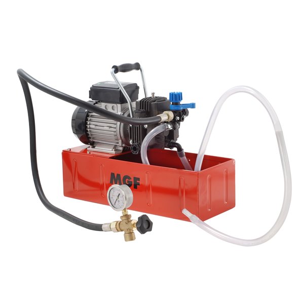 Electric pressure testing pump, self-priming