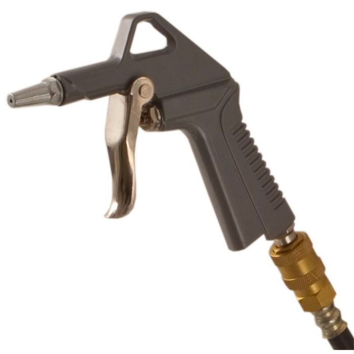 Compressed air gun with hose, for unblocking pump