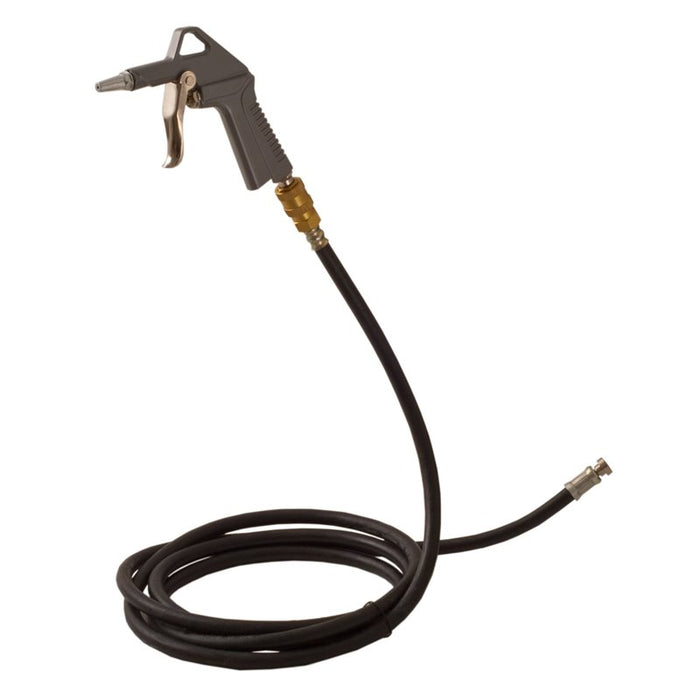 Compressed air gun with hose, for unblocking pump